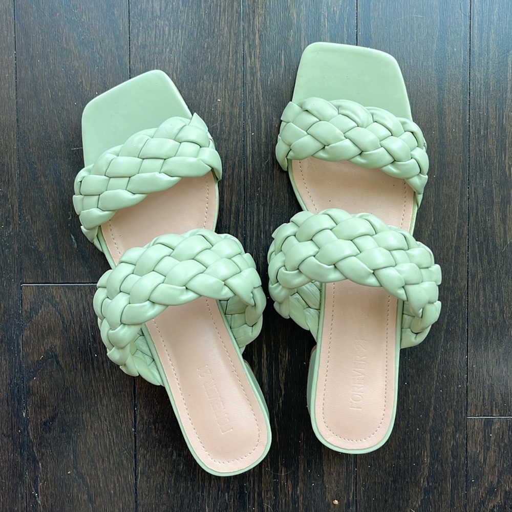 Never worn- Mint green braided sandals